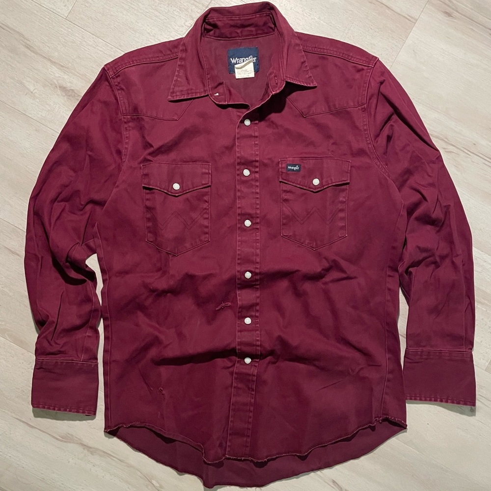 Vintage Maroon Wrangler Western Button Down